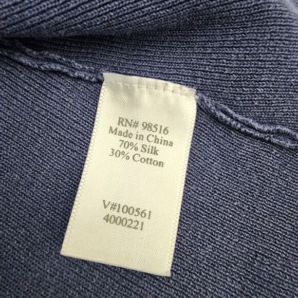 Coldwater Creek Women's Cardigan Medium 10-12 Elbow Tab Sleeve Blue Silk Cotton - Picture 8 of 9